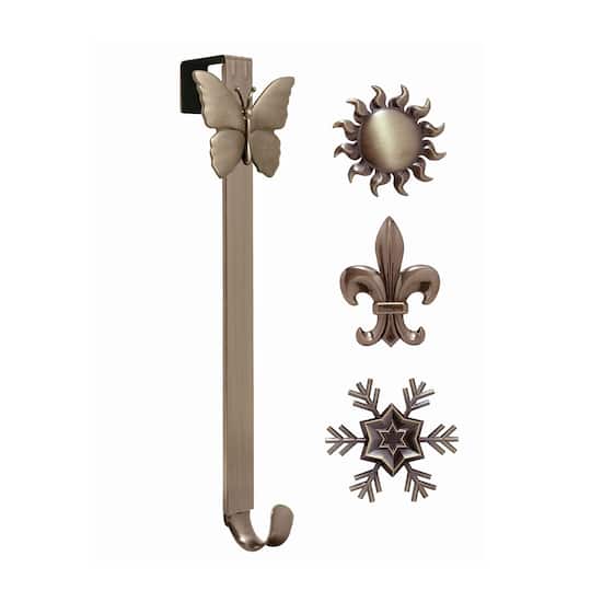 Haute Decor Oil-Rubbed Bronze Adjustable Wreath Hanger with Interchangeable Icons 